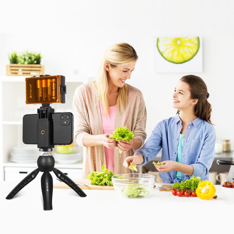 PULUZ Live Broadcast Smartphone Video Light Vlogger Kits with LED Light + Tripod Mount + Phone Clamp Holder(Black) - Consumer Electronics by PULUZ | Online Shopping UK | buy2fix