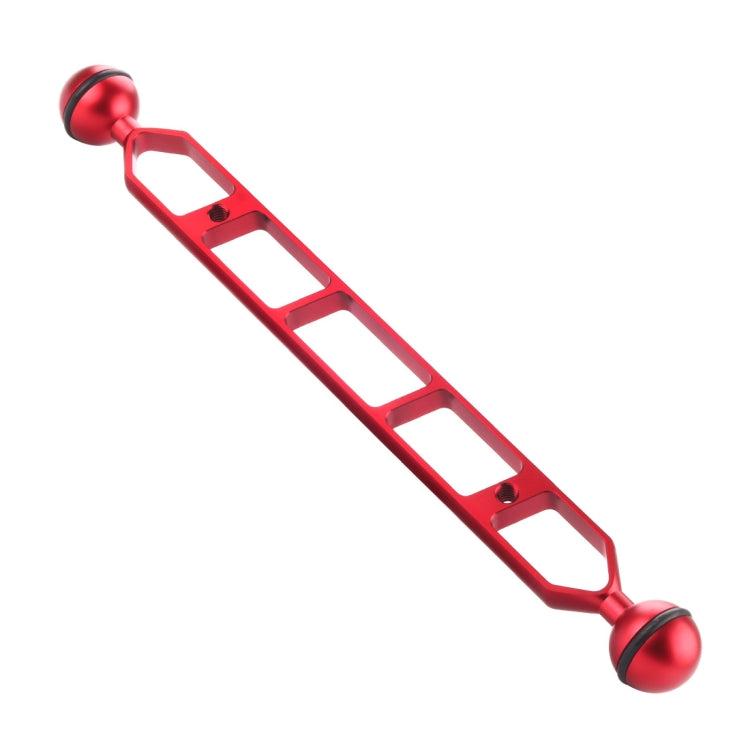 PULUZ 11.0 inch 27.9cm Aluminum Alloy Dual Balls Arm, Ball Diameter: 25mm(Red) - Diving Accessories by PULUZ | Online Shopping UK | buy2fix