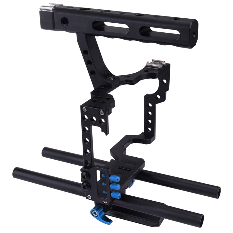 PULUZ Camera Cage Handle Stabilizer for Sony A7 & A7S & A7R, A7 II & A7R II & A7S II, A7R III & A7S III, A7R IV, A6000, A6500, A6300, Panasonic Lumix DMC-GH4(Blue) - Camera Cage by PULUZ | Online Shopping UK | buy2fix