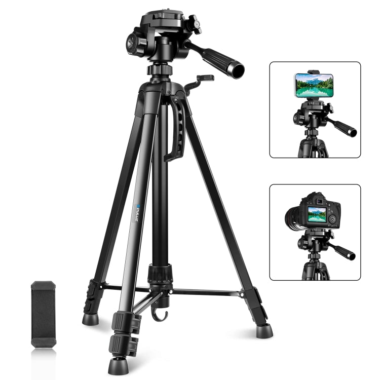 PULUZ Aluminum Selfie Live Tripod Mount with Three-dimensional Head & Phone Clamp(Black) - Tripods by PULUZ | Online Shopping UK | buy2fix