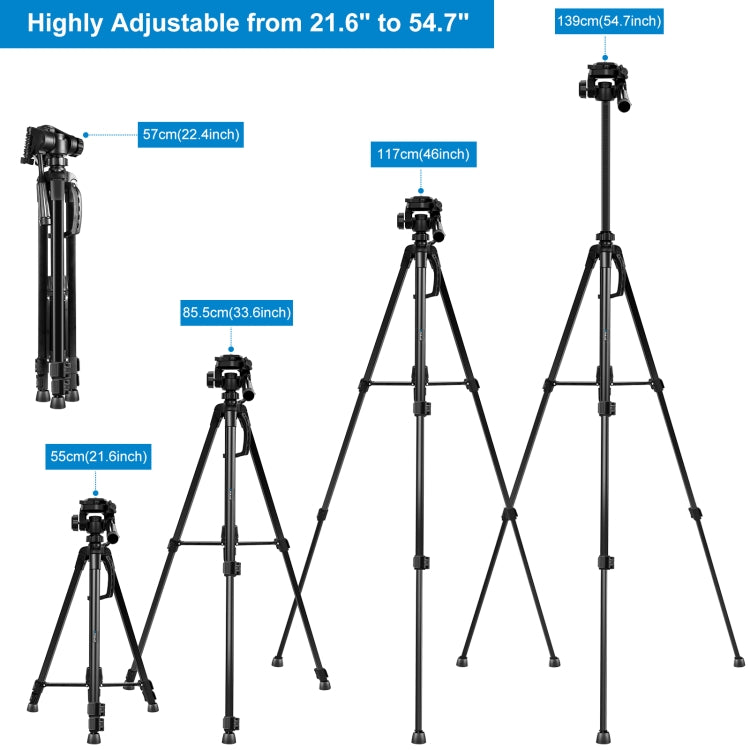 PULUZ Aluminum Selfie Live Tripod Mount with Three-dimensional Head & Phone Clamp(Black) - Tripods by PULUZ | Online Shopping UK | buy2fix