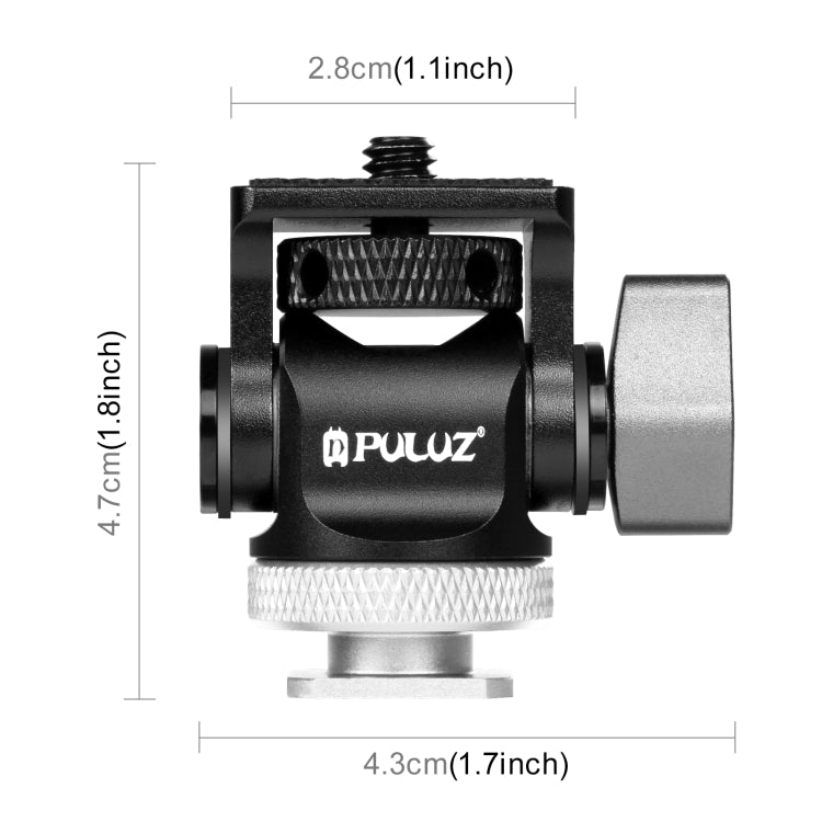 PULUZ Mini 180 Degree Swing Tripod Ball Head Cold Shoe Mount Adapter(Silver) - Tripod Heads by PULUZ | Online Shopping UK | buy2fix