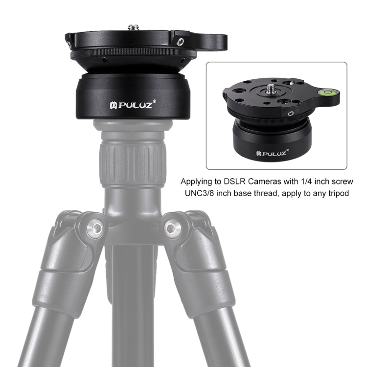 PULUZ 1/4 inch Thread Dome Professional Tripod Leveling Head Base with Bubble Level - Camera Accessories by PULUZ | Online Shopping UK | buy2fix