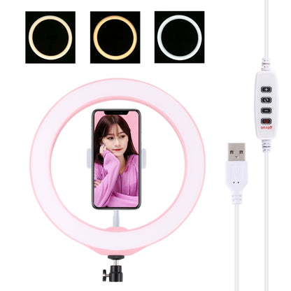 PULUZ 10.2 inch 26cm USB 3 Modes Dimmable LED Ring Vlogging Selfie Beauty Photography Video Lights with Tripod Ball Head & Phone Clamp(Pink) - Consumer Electronics by PULUZ | Online Shopping UK | buy2fix