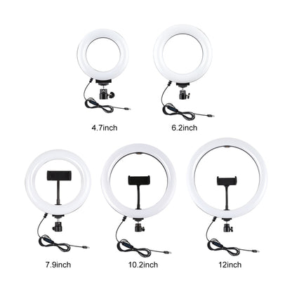 PULUZ 10.2 inch 26cm USB 3 Modes Dimmable LED Ring Vlogging Selfie Beauty  Photography Video Lights with Tripod Ball Head & Phone Clamp(Black) - Ring Light by PULUZ | Online Shopping UK | buy2fix