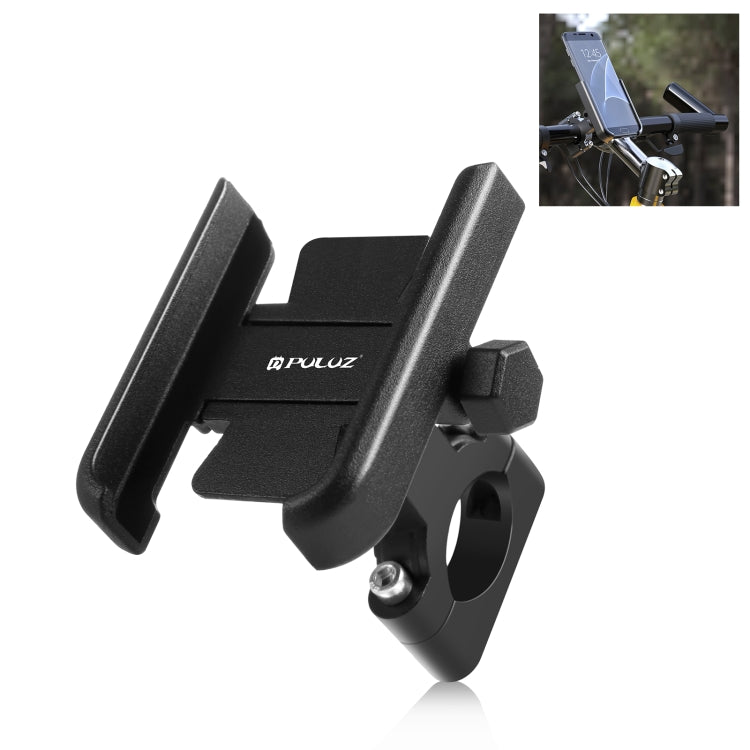 PULUZ Motorcycle Bicycle Handlebar Aluminum Alloy Phone Holder(Black) - Outdoor & Sports by PULUZ | Online Shopping UK | buy2fix