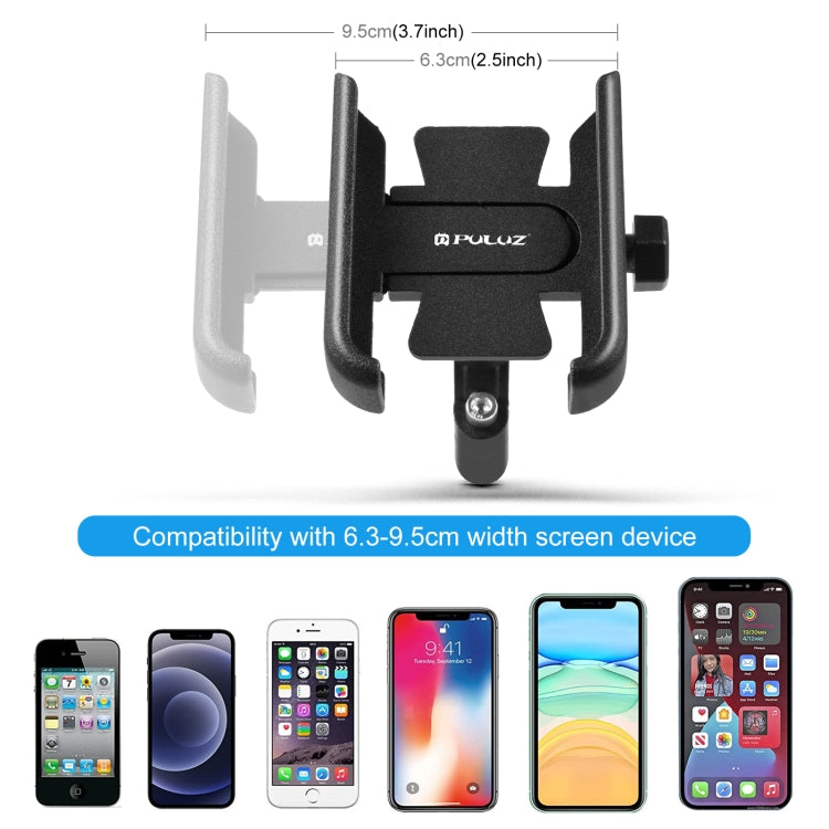 PULUZ Motorcycle Bicycle Handlebar Aluminum Alloy Phone Holder(Black) - Outdoor & Sports by PULUZ | Online Shopping UK | buy2fix