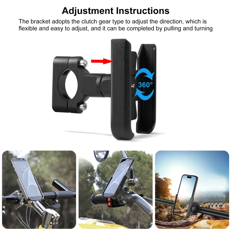 PULUZ Motorcycle Bicycle Handlebar Aluminum Alloy Phone Holder(Black) - Outdoor & Sports by PULUZ | Online Shopping UK | buy2fix