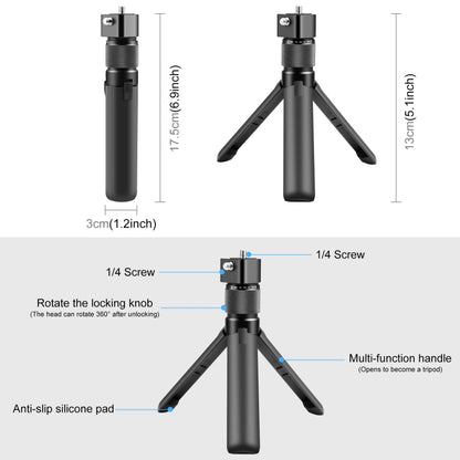 For Insta360 X3 PULUZ Rotary Handle Desktop Tripod Stand 110cm Selfie Stick Monopod (Black) - Self Monopod Grip by PULUZ | Online Shopping UK | buy2fix