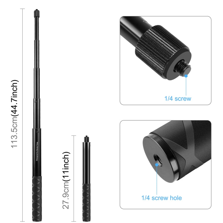 For Insta360 X3 PULUZ Rotary Handle Desktop Tripod Stand 110cm Selfie Stick Monopod (Black) - Self Monopod Grip by PULUZ | Online Shopping UK | buy2fix