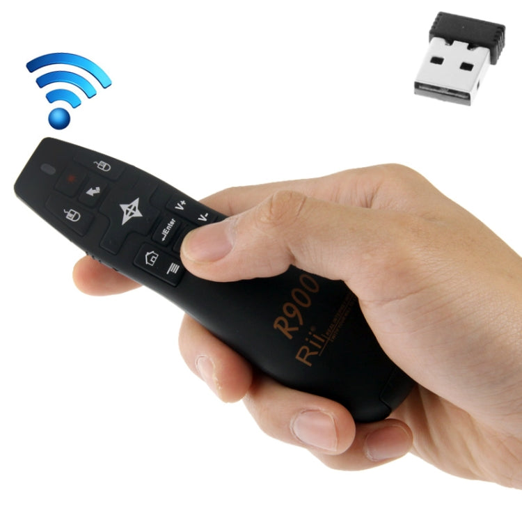 2.4G Wireless Presenter Laser Pointer Fly Mouse Rii Professional Air Mouse R900 for HTPC / Android TV BOX / PS3 / XBOX360 / Tablet PC (K14 R900)(Black) - MINI PC Accessories & Gadgets by buy2fix | Online Shopping UK | buy2fix