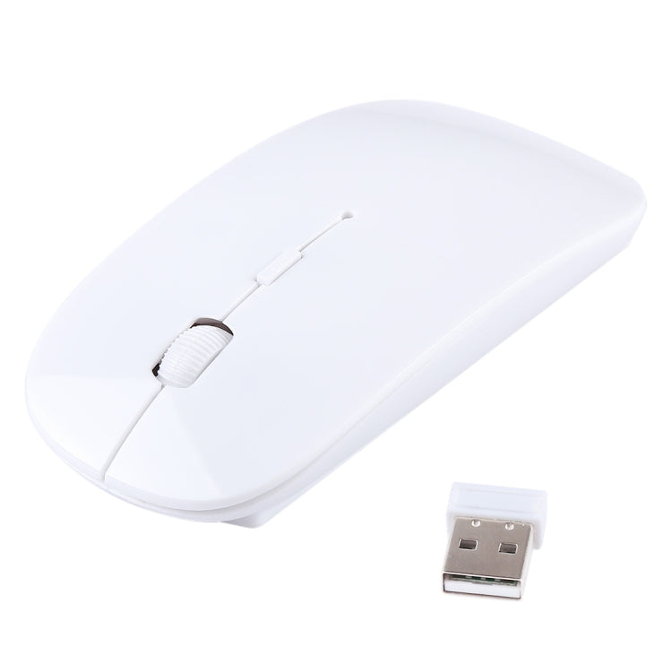 2.4GHz Wireless Ultra-thin Laser Optical Mouse with USB Mini Receiver, Plug and Play(White) - Wireless Mice by buy2fix | Online Shopping UK | buy2fix