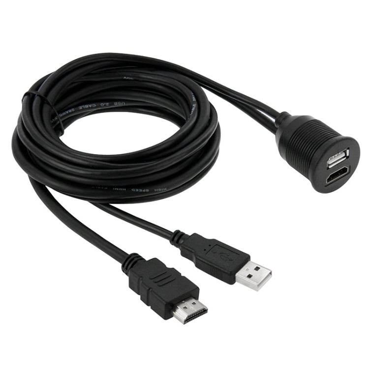 USB 2.0 & HDMI (Type-A) Male to Female Extension Cable, Length: 2m - In Car by buy2fix | Online Shopping UK | buy2fix