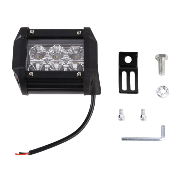 18W  6 LED White Light Floodlight Engineering Lamp / Waterproof IP67 SUVs Light, DC 10-30V(Black) - In Car by buy2fix | Online Shopping UK | buy2fix