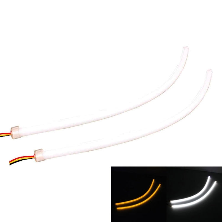 2 PCS  4.5W 270LM 6500K 597-577nm White + Yellow Wired LED Tube Daytime Running Light DRL Steering Lamp, DC12V, Lamp Length:45cm - In Car by buy2fix | Online Shopping UK | buy2fix