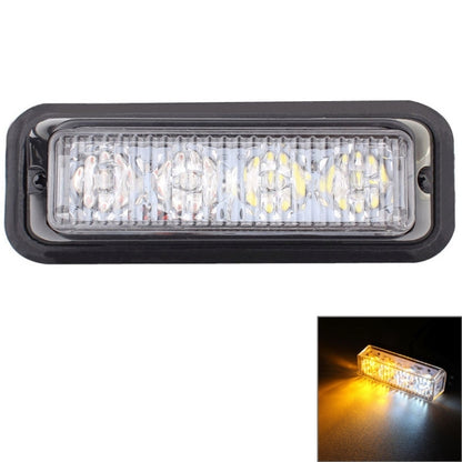 12W 720LM 6500K 577-597nm 4-LED White + Yellow Light Wired Car Flashing Warning Signal Lamp, DC12-24V, Wire Length: 95cm - In Car by buy2fix | Online Shopping UK | buy2fix