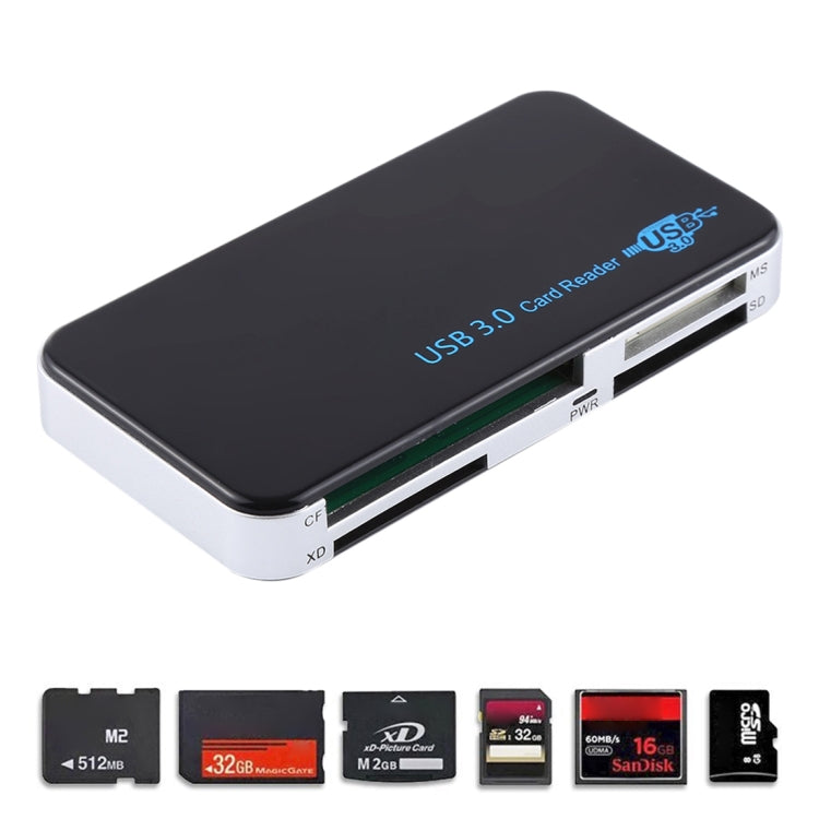 USB 3.0 Card Reader, Super Speed 5Gbps, Support CF / SD / TF / M2 / XD / MS Card, Plastic Shell -  by buy2fix | Online Shopping UK | buy2fix