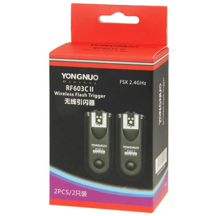 2 PCS YONGNUO RF603C II FSK 2.4GHz Wireless Flash Trigger with C1 Shutter Connecting Cable - Camera Accessories by YONGNUO | Online Shopping UK | buy2fix