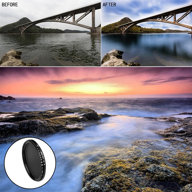 58mm ND Fader Neutral Density Adjustable Variable Filter ND 2 to ND 400 Filter(Black) - Camera Accessories by buy2fix | Online Shopping UK | buy2fix