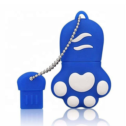 2GB Bear Paw Shaped Silicone USB 2.0 Flash Disk with Anti Dust Cup(Blue) - USB Flash Drives by buy2fix | Online Shopping UK | buy2fix