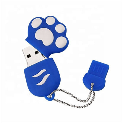 4GB Bear Paw Shaped Silicone USB 2.0 Flash Disk with Anti Dust Cup(Blue) - USB Flash Drives by buy2fix | Online Shopping UK | buy2fix