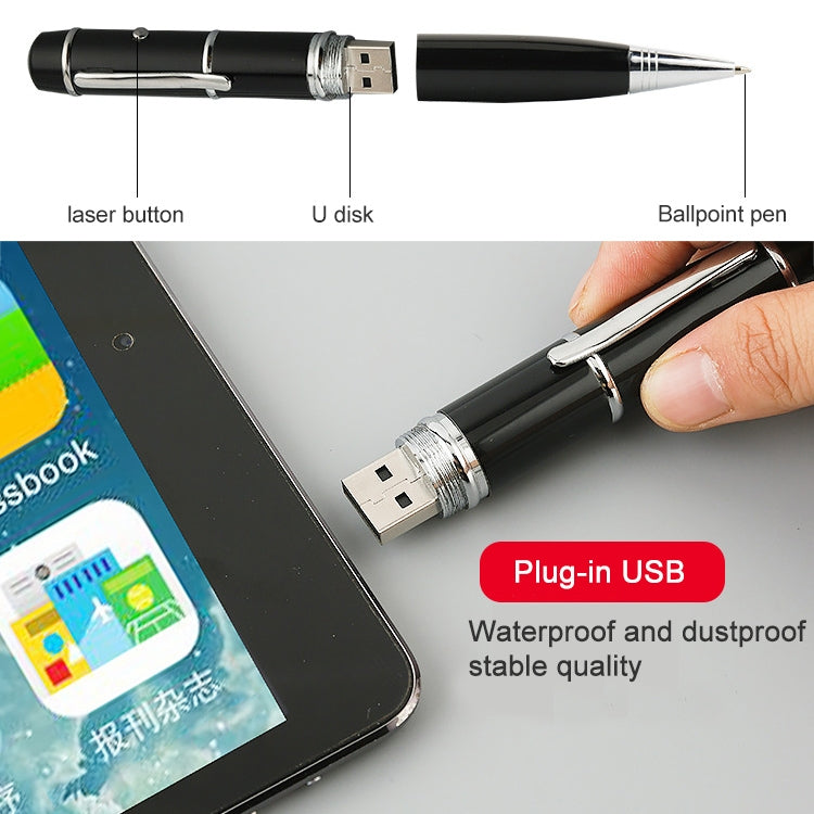 3 in 1 Laser Pen Style USB Flash Disk,8GB (Black)(Black) - USB Flash Drives by buy2fix | Online Shopping UK | buy2fix