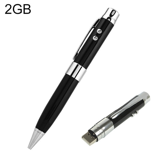 3 in 1 Laser Pen Style USB Flash Disk, Black (2GB) - Computer & Networking by buy2fix | Online Shopping UK | buy2fix