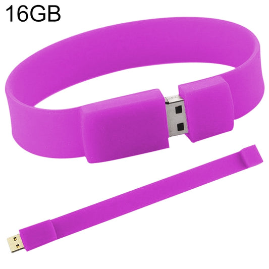 16GB Silicon Bracelets USB 2.0 Flash Disk(Purple) - USB Flash Drives by buy2fix | Online Shopping UK | buy2fix