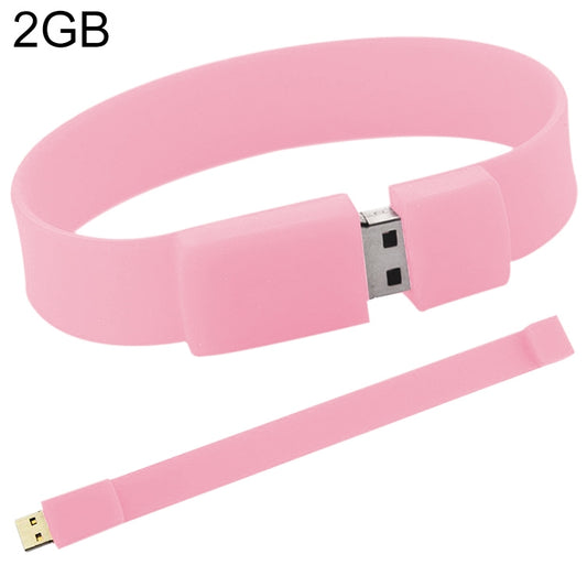 2GB Silicon Bracelets USB 2.0 Flash Disk(Pink) - USB Flash Drives by buy2fix | Online Shopping UK | buy2fix