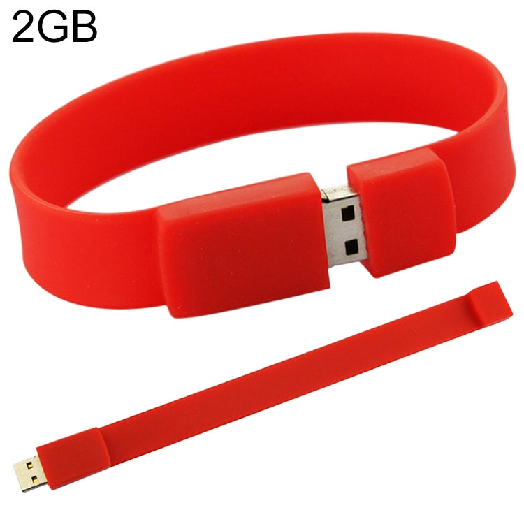 2GB Silicon Bracelets USB 2.0 Flash Disk(Red) - USB Flash Drives by buy2fix | Online Shopping UK | buy2fix