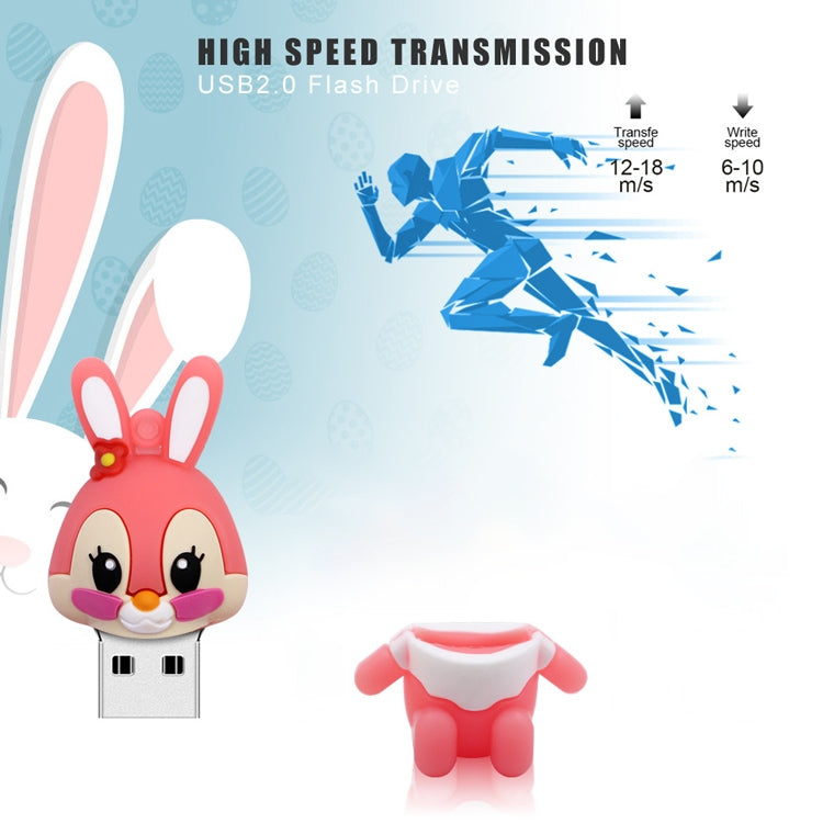 Cartoon Bunny Style Silicone USB 2.0 Flash disk, Special for All Kinds of Festival Day Gifts，Pink (4GB) - USB Flash Drives by buy2fix | Online Shopping UK | buy2fix