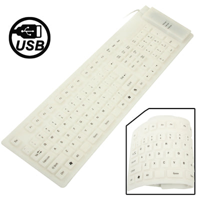 109 Keys USB 2.0 Full Sized Waterproof Flexible Silicone Keyboard (White) - Computer & Networking by buy2fix | Online Shopping UK | buy2fix