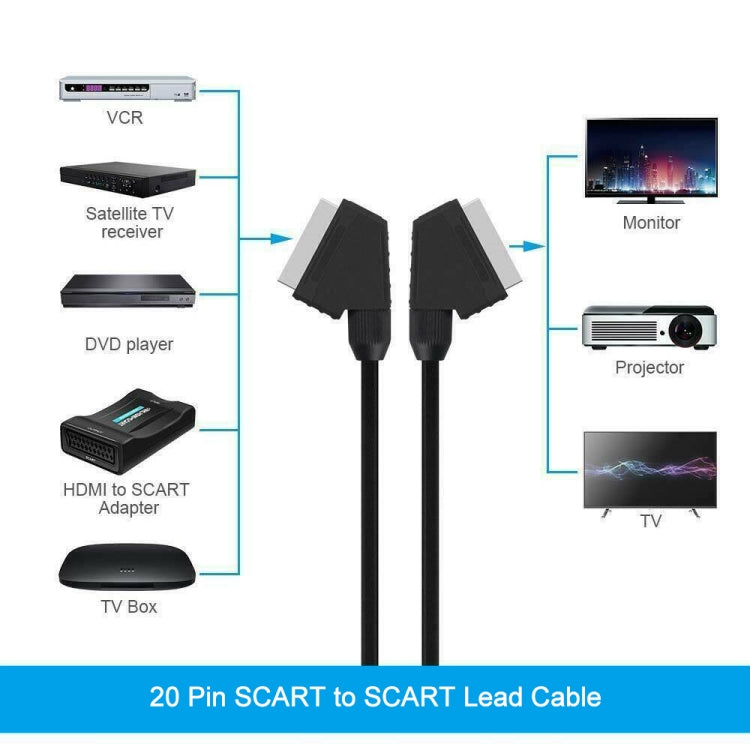 20 Pin SCART to SCART Lead Cable for DVD/HDTV/AV/TV, Cable Length: 1.5m -  by buy2fix | Online Shopping UK | buy2fix