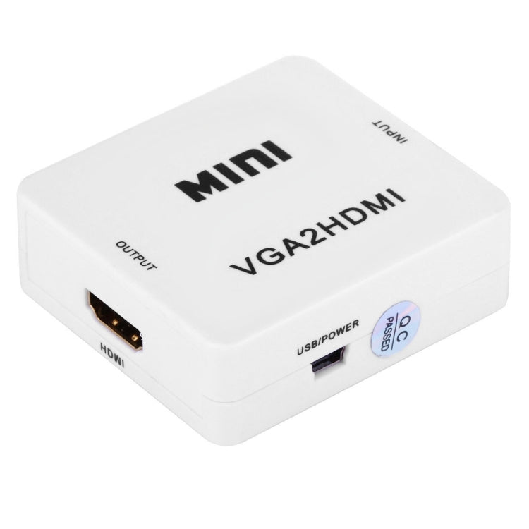 HD 1080P HDMI Mini VGA to HDMI Scaler Box Audio Video Digital Converter(White) -  by buy2fix | Online Shopping UK | buy2fix