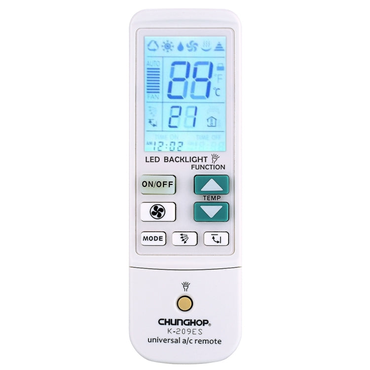 K-209ES Universal Air Conditioner Remote Control, Support Thermometer Function(White) - Consumer Electronics by buy2fix | Online Shopping UK | buy2fix