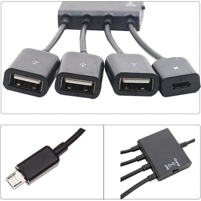 18cm 4 Ports Micro USB OTG Charge HUB Cable, For Samsung / Huawei / Xiaomi / Meizu / LG / HTC and Other Smartphones(Black) - OTG Adapter by buy2fix | Online Shopping UK | buy2fix