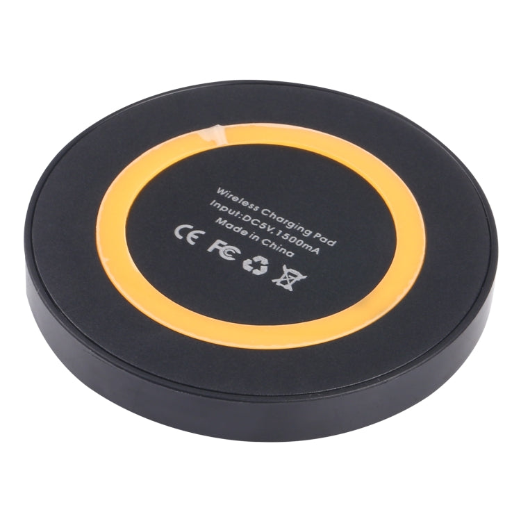 Universal QI Standard Round Wireless Charging Pad (Black + Orange) - Wireless Charger by buy2fix | Online Shopping UK | buy2fix