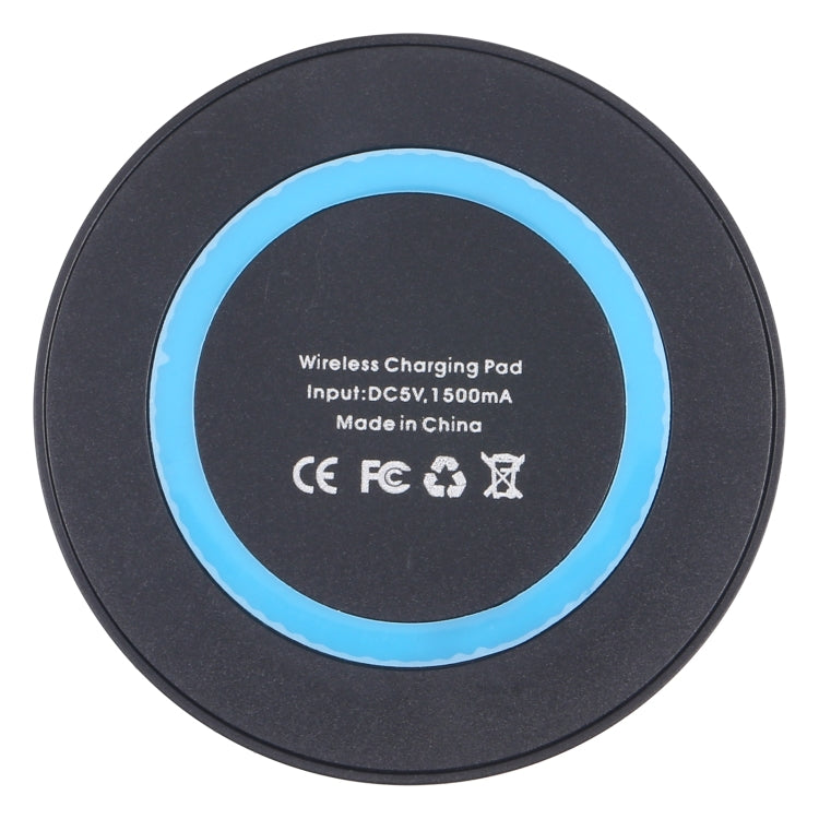 Universal QI Standard Round Wireless Charging Pad (Black + Blue) - Wireless Charger by buy2fix | Online Shopping UK | buy2fix