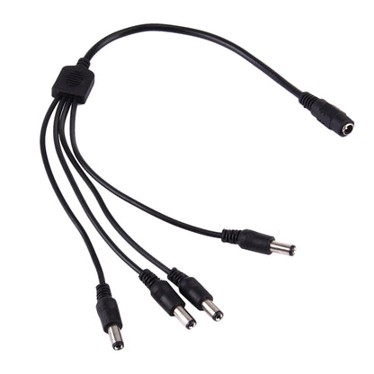 1 Female to 4 Male Plug 5.5 x 2.1mm DC Power Cable(Black) - Security by buy2fix | Online Shopping UK | buy2fix