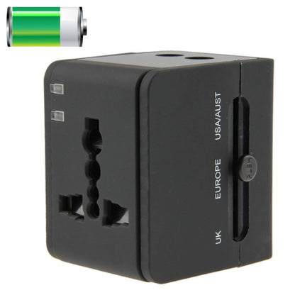 International 2.1A 2-USB EU / AU / UK / US Plug Travel Universal Adaptor(Black) - Consumer Electronics by buy2fix | Online Shopping UK | buy2fix