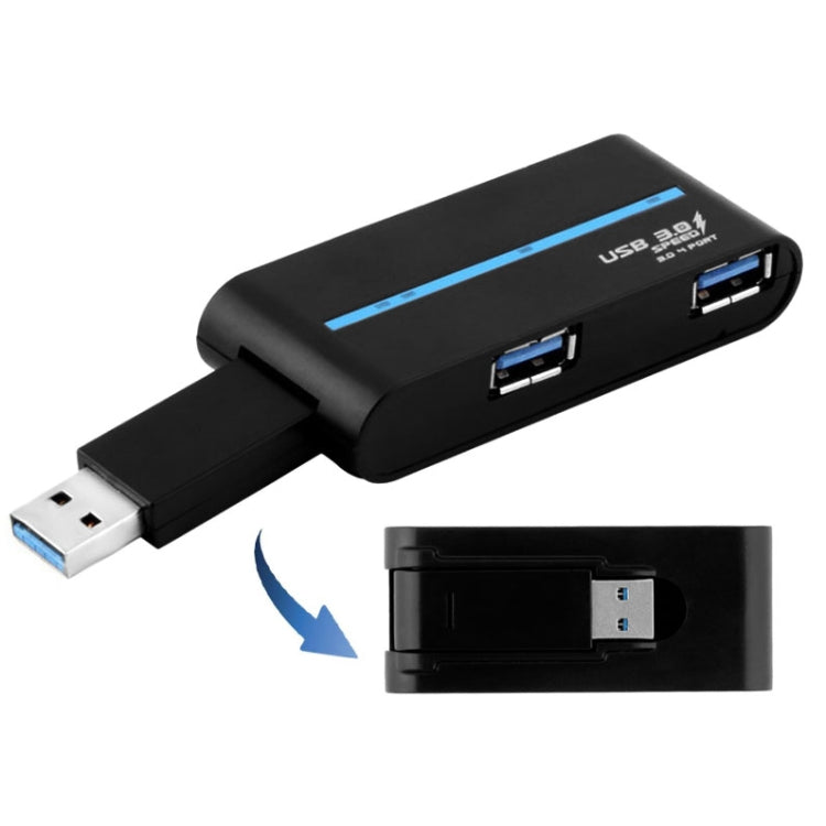 180 Degree Rotating USB 3.0 USB Hub Folding USB 4 Ports Splitter(Black) - USB 3.0 HUB by buy2fix | Online Shopping UK | buy2fix