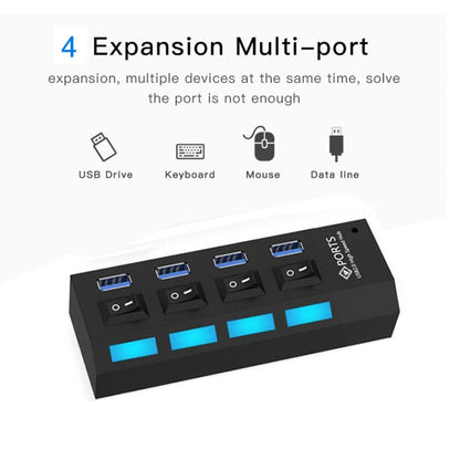 4 Ports USB 3.0 HUB, Super Speed 5Gbps, Plug and Play, Support 1TB (Black) - USB 3.0 HUB by buy2fix | Online Shopping UK | buy2fix