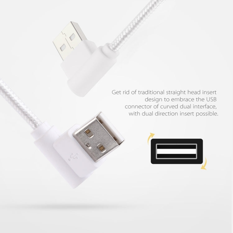 1.2m 2A 90 Copper Wires Woven Elbow USB-C / Type-C 3.1 to USB 2.0 Data / Charger Cable(White) - USB-C & Type-C Cable by buy2fix | Online Shopping UK | buy2fix