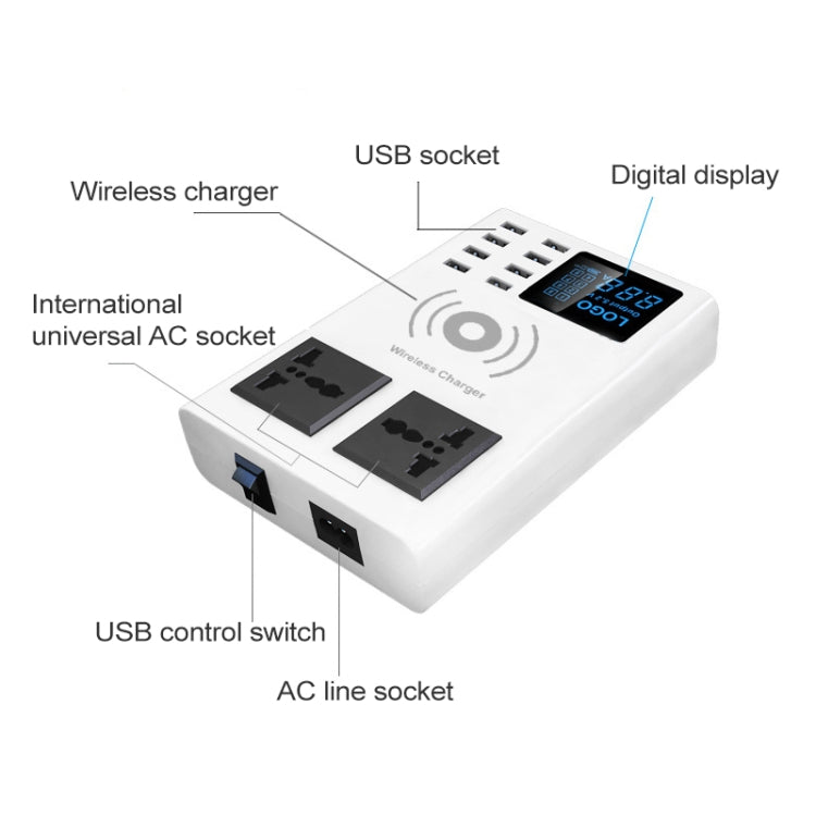 YC-CDA10W 10W Multi Port USB Intelligent Digital Display Fast Charging Wireless Charger, US Plug - Multifunction Charger by buy2fix | Online Shopping UK | buy2fix