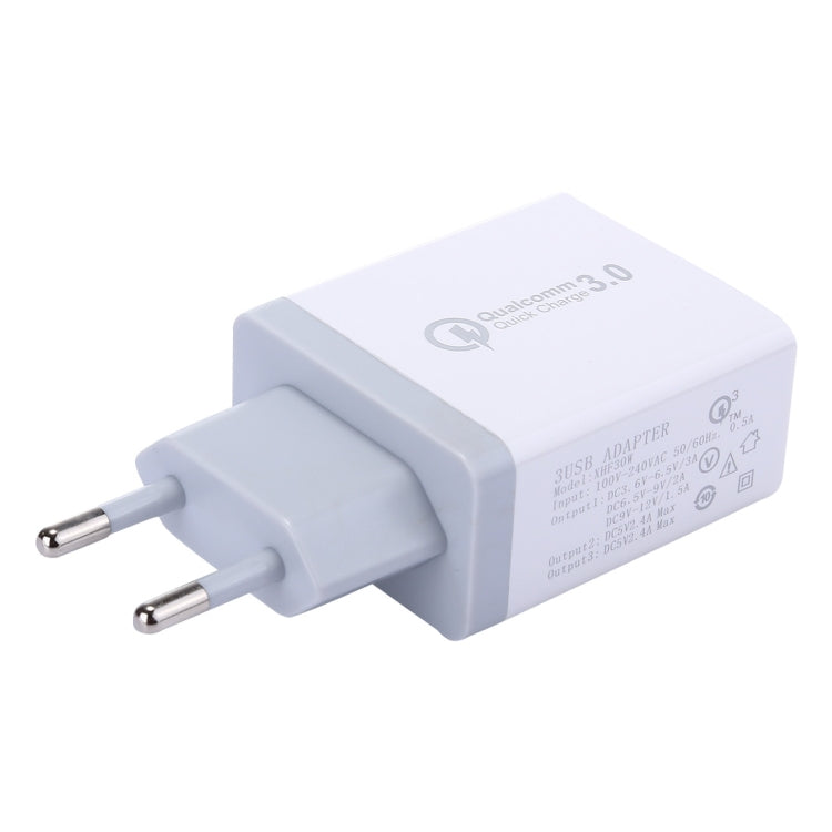 XHF30W 3 QC3.0 USB Fast Charging Wall Charger, EU Plug - Mobile Accessories by buy2fix | Online Shopping UK | buy2fix