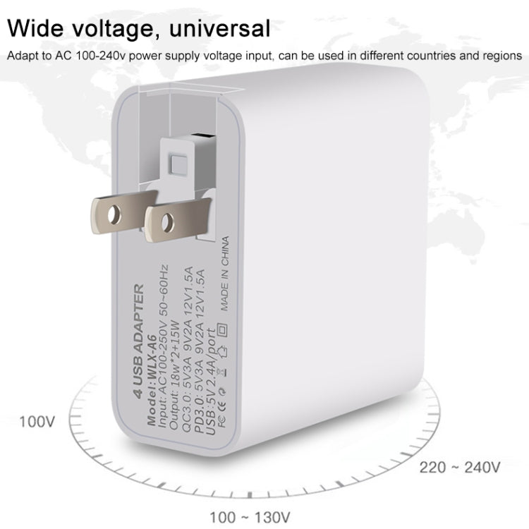 WLX-A6 4 Ports Quick Charging USB Travel Charger Power Adapter, AU Plug - USB Charger by buy2fix | Online Shopping UK | buy2fix