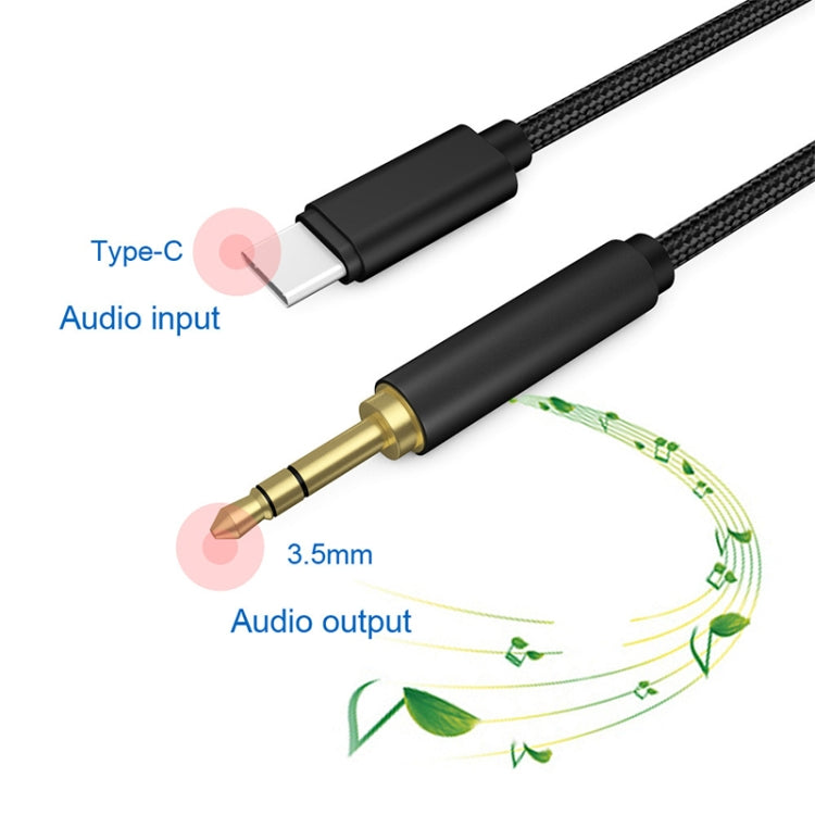 1m Weave Style Type-C Male to 3.5mm Male Audio Cable(Black) - Video & Audio Cable by buy2fix | Online Shopping UK | buy2fix