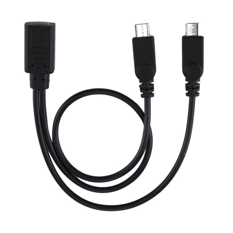 USB-C / Type-C Female to 2 x Micro USB Male Adapter Y Cable, Total Length: about 30cm - Multifunctional Cable by buy2fix | Online Shopping UK | buy2fix