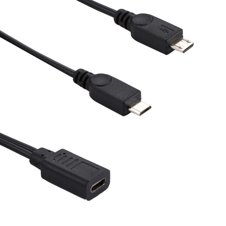 USB-C / Type-C Female to 2 x Micro USB Male Adapter Y Cable, Total Length: about 30cm - Multifunctional Cable by buy2fix | Online Shopping UK | buy2fix