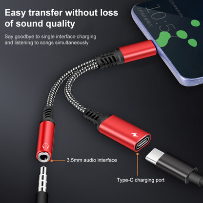 2 in 1 USB-C / Type-C Male to PD 60W USB-C / Type-C Charging + 3.5mm Audio Female Earphone Adapter (Silver) - Type-C Adapter by buy2fix | Online Shopping UK | buy2fix